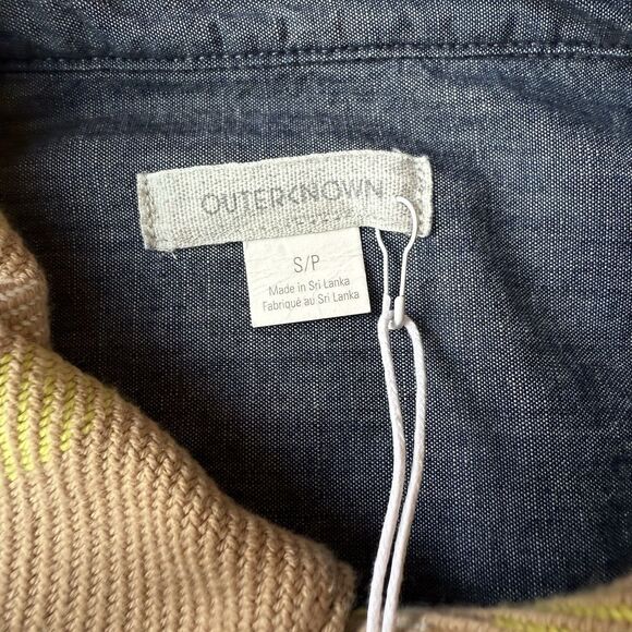 OUTERKNOWN Blanket Shirt Small Flannel Plaid Beige Yellow Tunic Dress NEW $168 - Picture 6 of 8